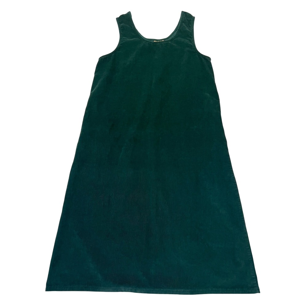 Vermont Country Store Green Corduroy 100% Cotton Jumper Midi Dress Size L